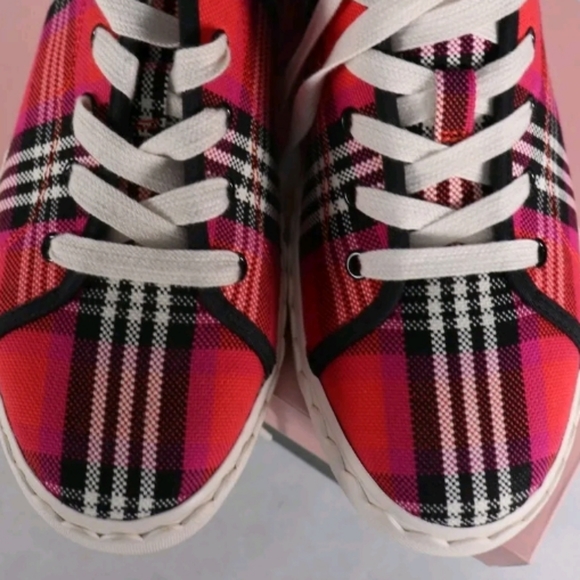 NWT Kate Spade Sneakers Plaid z sister Kicks Lace Up Red Sneaker - Picture 5 of 15